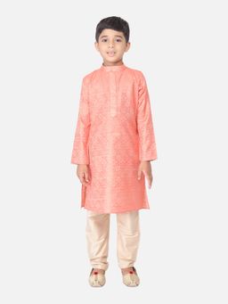 TABARD - Jacquard Printed Pink Ethnic Wear Kurta (Set of 2)
