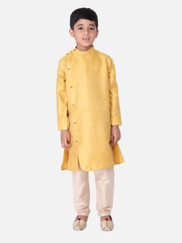 TABARD - Silk Blend Solid Yellow Ethnic Wear Kurta (Set of 2)