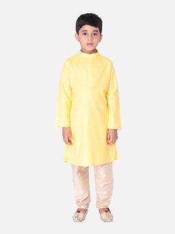 TABARD - Cotton Solid Yellow Ethnic Wear Kurta (Set of 2)
