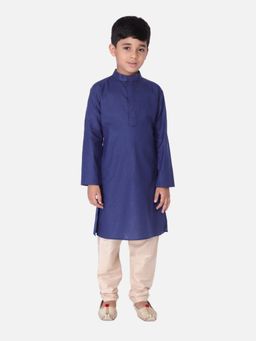 TABARD - Cotton Solid Blue Ethnic Wear Kurta (Set of 2)