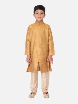 TABARD - Jacquard Printed Yellow Ethnic Wear Kurta (Set of 2)