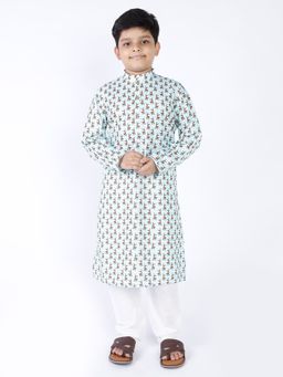TABARD - Cotton Printed Green Ethnic Wear Kurta (Set of 2)