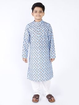 TABARD - Cotton Printed Blue Ethnic Wear Kurta (Set of 2)