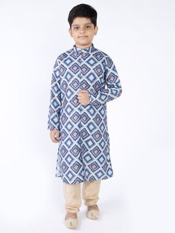 TABARD - Cotton Printed Blue Ethnic Wear Kurta (Set of 2)