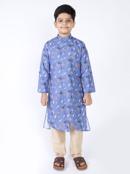 TABARD - Cotton Printed Blue Ethnic Wear Kurta (Set of 2)