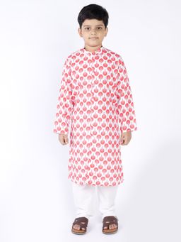TABARD - Cotton Printed Red Ethnic Wear Kurta (Set of 2)