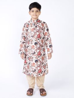 TABARD - Cotton Printed White Ethnic Wear Kurta (Set of 2)