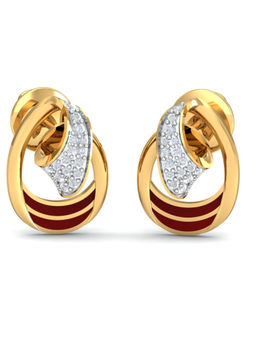 KuberBox - 14K Fiesta Enamel Stud Earrings for Women and Girls