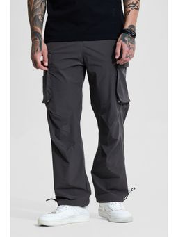 Snitch - Grey Solid Relaxed Casual Cargo Pants for Men