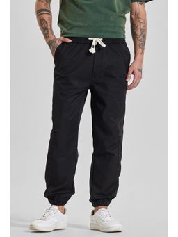 Snitch - Black Solid Relaxed Casual Joggers for Men