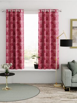 BIANCA - Kopa Heavy Duty Polyester Eyelet Curtain 2 Pcs Abstract Pink (5 Feet)