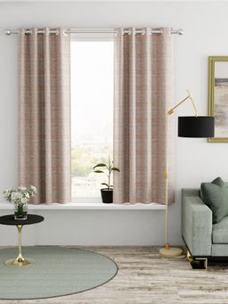 BIANCA - Kopa Heavy Duty Polyester Eyelet Curtain 2 Pcs Abstract Gold (5 Feet)