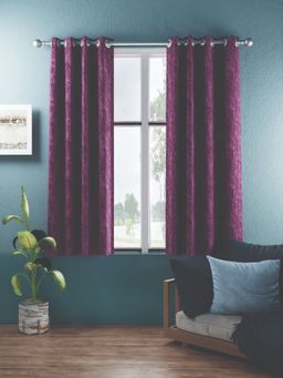 BIANCA - Jacquard Blackout Eyelet Curtain 2 Pcs (Dromanio) Grape