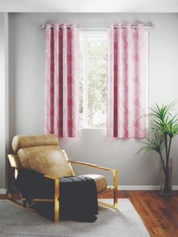 BIANCA - Jacquard Blackout Eyelet Curtain 2 Pcs (Tremezzo) Floral Rose Pink