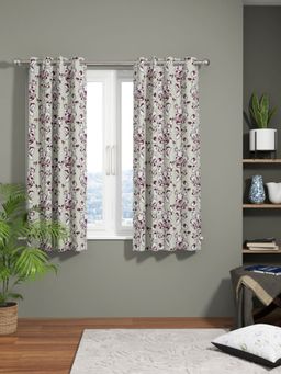 BIANCA - Kopa Jacquard Room Darkening Eyelet Curtain 2 Pcs Floral Wine-Silver