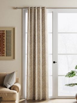 BIANCA - Jacquard Blackout Eyelet Curtain 1 Pc (House Of Lux) Abstract Soft Gold (7 Feet)