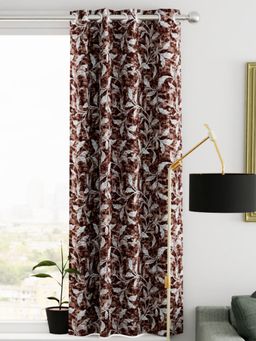 BIANCA - Kopa Heavy Duty Polyester Eyelet Curtain 1 Pc Floral Dark Brown