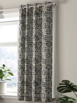 BIANCA - Jacquard Blackout Eyelet Curtain 1 Pc (House Of Lux) Geometrical Steel Grey