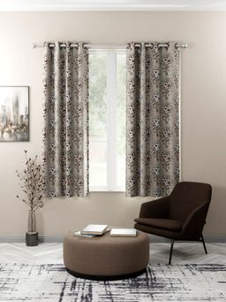 BIANCA - Kopa Light Filtering Polyester Eyelet Curtains 2 Pcs (Santoro) Floral Light Brown
