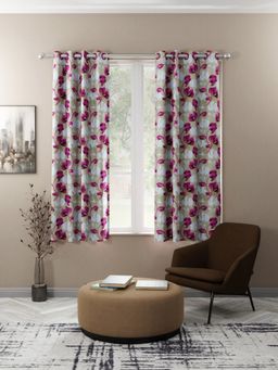 BIANCA - Kopa Light Filtering Polyester Eyelet Curtains 2 Pcs (Santoro) Floral Beige-Pink