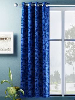 BIANCA - Jacquard Blackout Eyelet Curtain 1 Pc (Dromanio) Cobalt Blue
