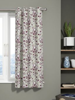 BIANCA - Kopa Jacquard Room Darkening Eyelet Curtain 1 Pc Floral Wine-Silver