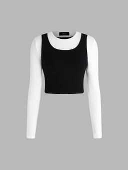 Cider - Patchy Long Sleeve Crop Top