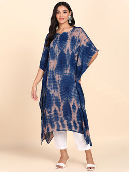 Maaesa - Blue Beige Hand Dyed Kaftan Dress