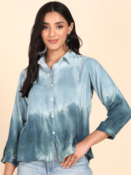 Maaesa - Green Tie Dye Rayon Shirt