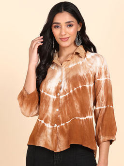 Maaesa - Mustard Tie Dyed Rayon Shirt