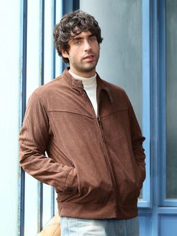 Campus Sutra - Men's Chocolate Brown Corduroy Rider Jacket