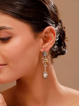 Voylla - Gaja Dual Tone Dangler Earrings