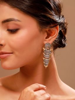 Voylla - Layered Scallop Dual Tone Jhumka Earrings