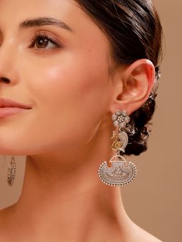 Voylla - Mor Chandbali Dual Tone Dangler Earrings