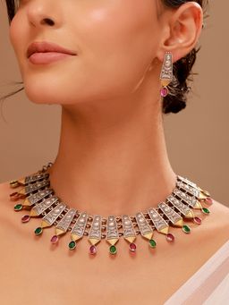 Voylla - Oxidised Short Multicolour Bead Jewellery Set