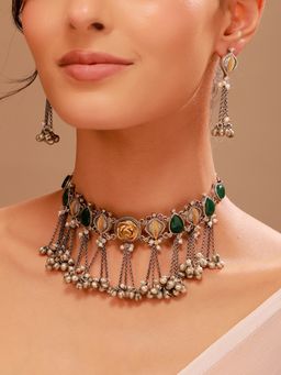 Voylla - Oxidised Silver Ghungroo Jewellery Set