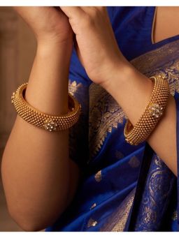 NUI - Gold-Plated Stone Studded Classic and Elegant Bangles (Pack Of 2)