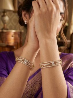 NUI - Gold-Plated Stone Studded Classic and Elegant Bangles (Pack Of 2)