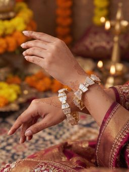 NUI - Gold-Plated Stone Studded Classic and Elegant Bangles (Pack Of 2)