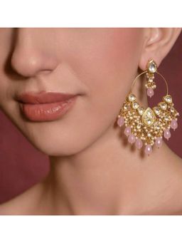 BEAUTY SPOT JEWELLERY - Noor Rose Quartz Hoop Chaandbali Earrings