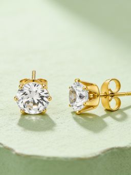 ELRA - White 18K Gold Plated Petal Crown Studs Earrings