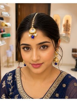 Jovi's Jewels - Kundan with Blue Pearl Drop Mangtika
