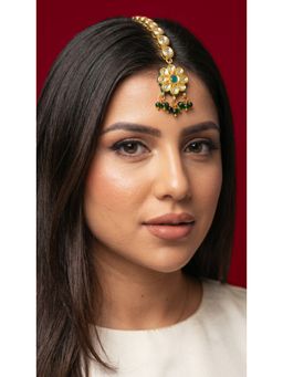 Jovi's Jewels - Flower Kundan Green Drop Mangtika