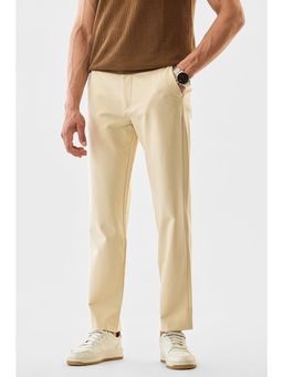 Snitch - Mens Beige Solid Regular Formal Trouser