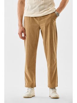 Snitch - Mens Tan Self Design Straight Casual Trouser