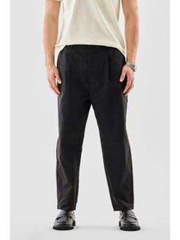 Snitch - Mens Black Plain Relaxed Casual Trouser