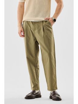 Snitch - Mens Olive Plain Relaxed Casual Trouser