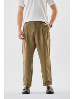 Snitch - Mens Brown Plain Relaxed Casual Trouser