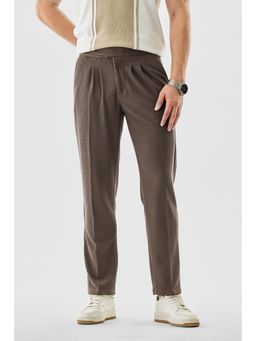Snitch - Mens Brown Textured Slim Casual Trouser