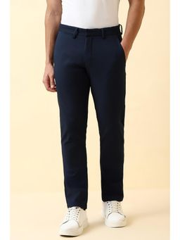 Allen Solly - Mens Navy Blue Solid Casual Trouser